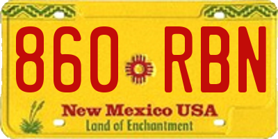 NM license plate 860RBN