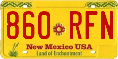 NM license plate 860RFN