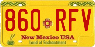 NM license plate 860RFV