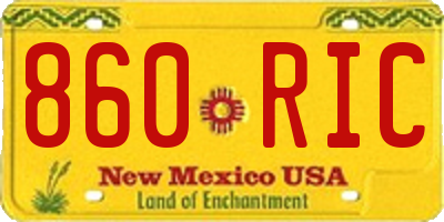 NM license plate 860RIC