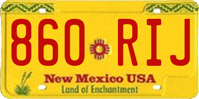 NM license plate 860RIJ
