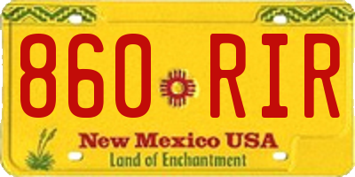 NM license plate 860RIR