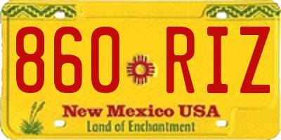 NM license plate 860RIZ