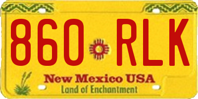 NM license plate 860RLK