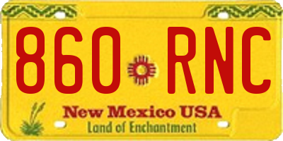 NM license plate 860RNC