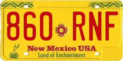 NM license plate 860RNF