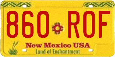 NM license plate 860ROF