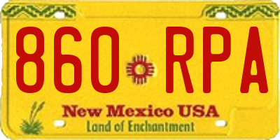 NM license plate 860RPA