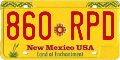 NM license plate 860RPD