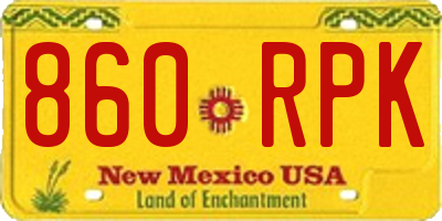 NM license plate 860RPK