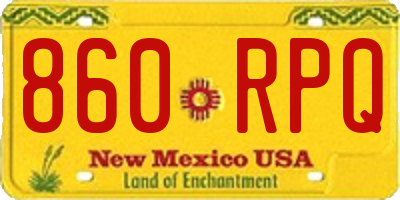 NM license plate 860RPQ