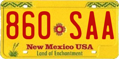 NM license plate 860SAA