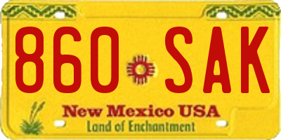 NM license plate 860SAK