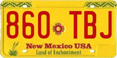 NM license plate 860TBJ