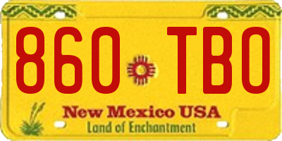 NM license plate 860TBO