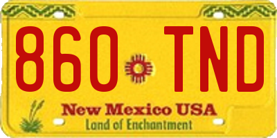 NM license plate 860TND