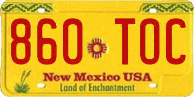 NM license plate 860TOC