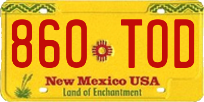 NM license plate 860TOD