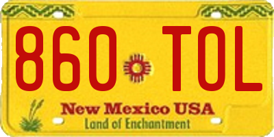 NM license plate 860TOL
