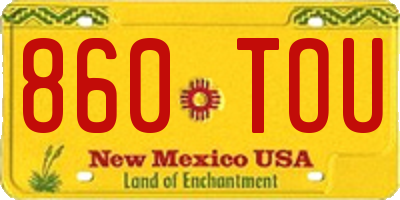 NM license plate 860TOU
