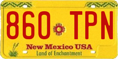 NM license plate 860TPN