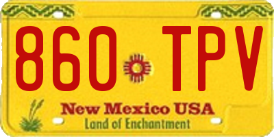 NM license plate 860TPV