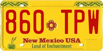 NM license plate 860TPW