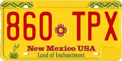 NM license plate 860TPX