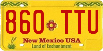 NM license plate 860TTU
