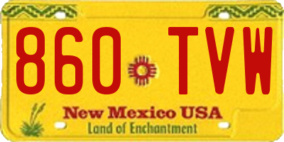 NM license plate 860TVW
