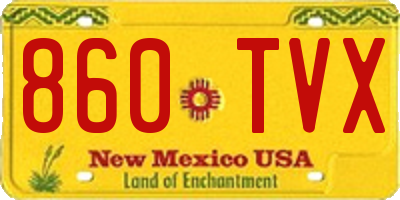 NM license plate 860TVX