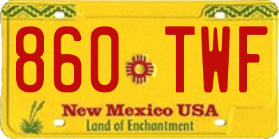 NM license plate 860TWF