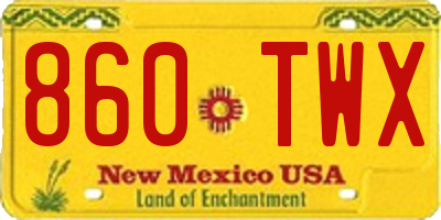 NM license plate 860TWX