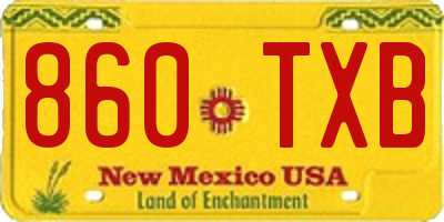 NM license plate 860TXB