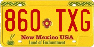 NM license plate 860TXG