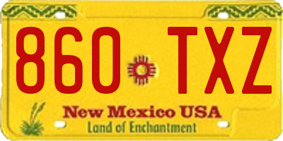 NM license plate 860TXZ