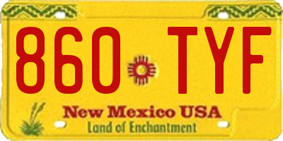 NM license plate 860TYF