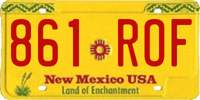 NM license plate 861ROF