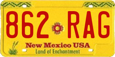 NM license plate 862RAG