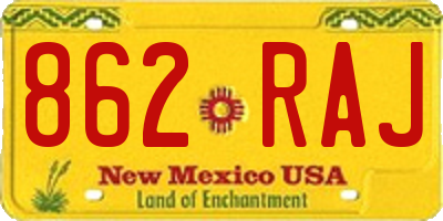 NM license plate 862RAJ