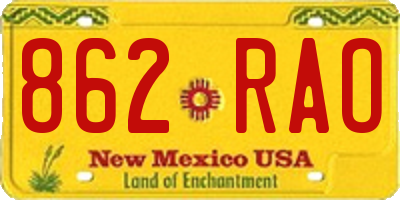 NM license plate 862RAO