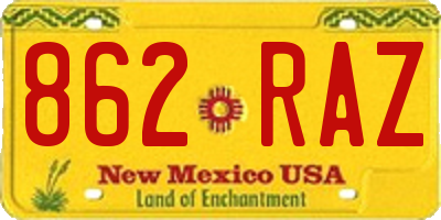 NM license plate 862RAZ
