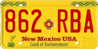 NM license plate 862RBA