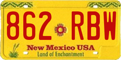 NM license plate 862RBW