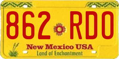 NM license plate 862RDO