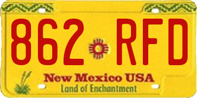 NM license plate 862RFD