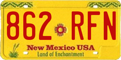NM license plate 862RFN
