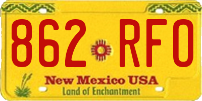 NM license plate 862RFO