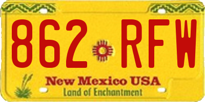 NM license plate 862RFW