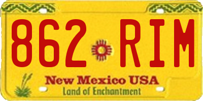 NM license plate 862RIM